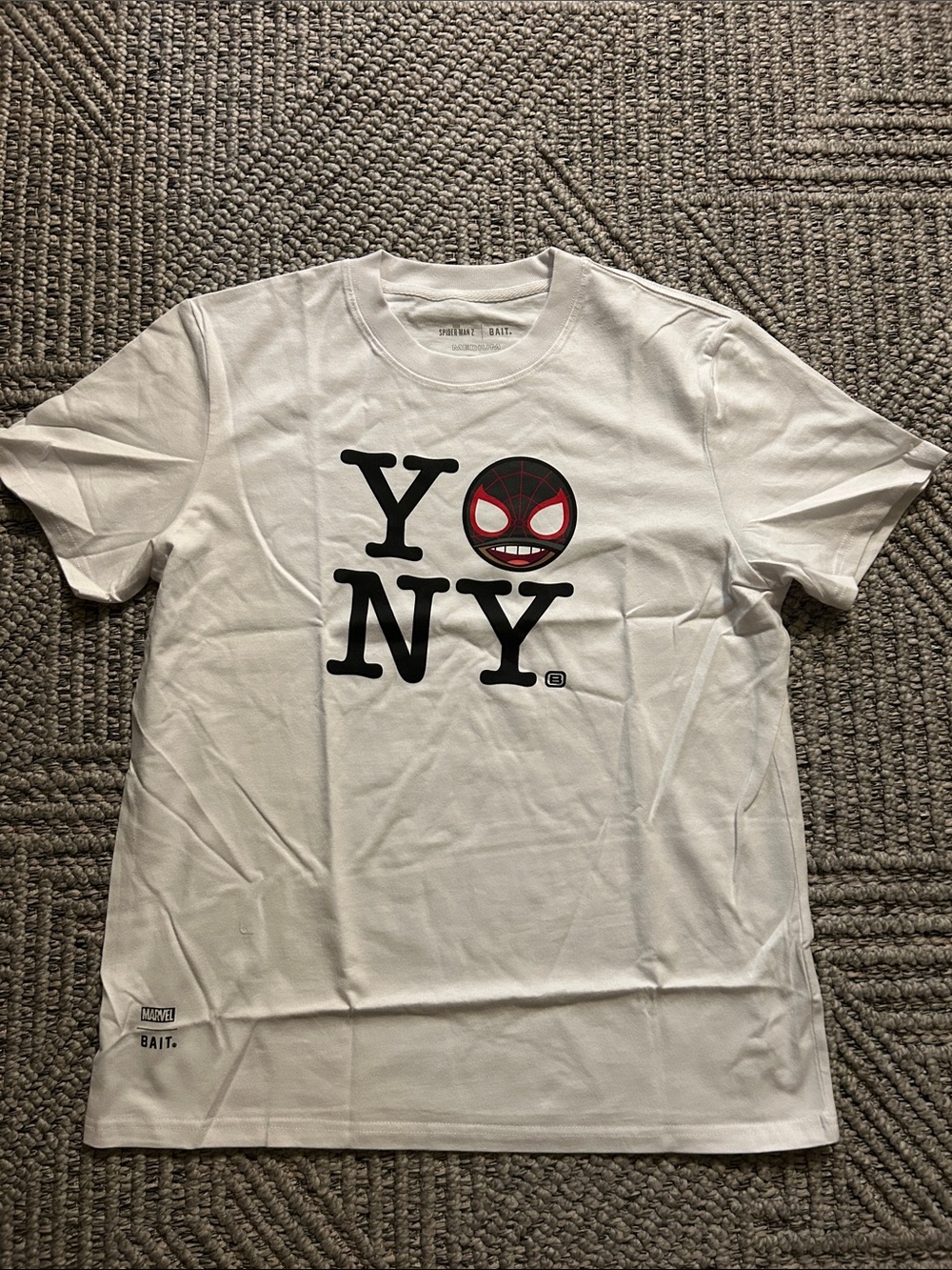 NWOT Marvel Spiderman & BAIT Tee with Black NY Lettering and Red Accent